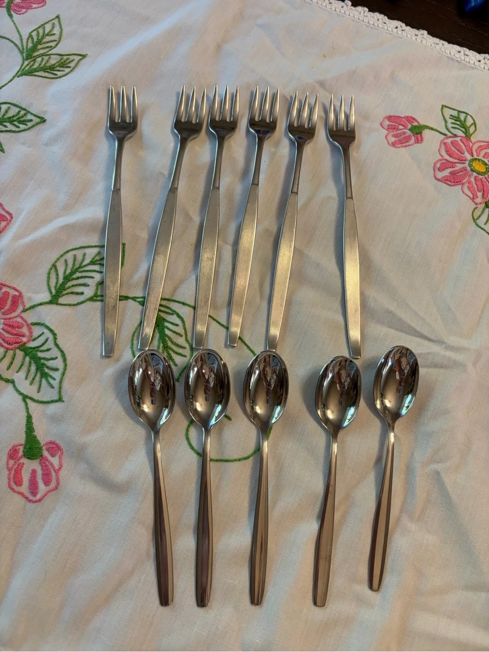 Oneida Community Vintage Frosted Cocktail Forks set of 6 with Cocktail Spoons
